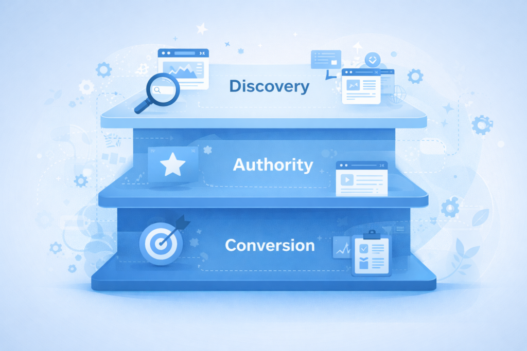 three layers of digital visibility visibility authority conversion system