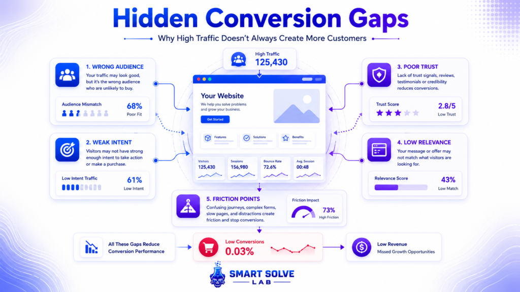 Why High Traffic Doesn't Convert β Key Reasons Reasons why high traffic doesn't convert into customers or revenue.