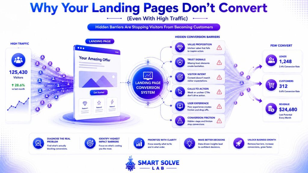 showing the hidden barriers that prevent high-traffic landing pages from converting visitors into customers.