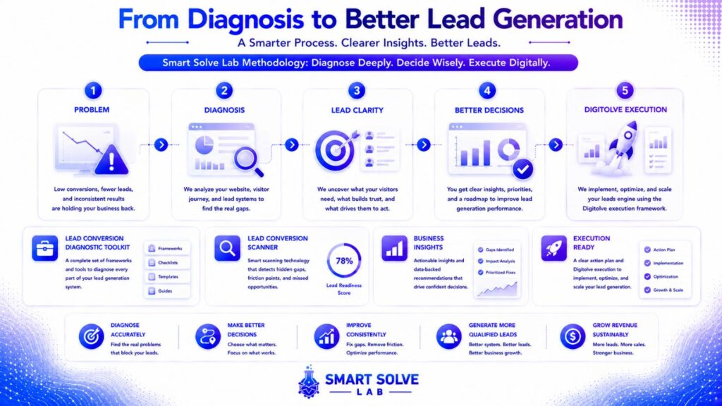 Lead conversion diagnostic process from problem identification to execution
