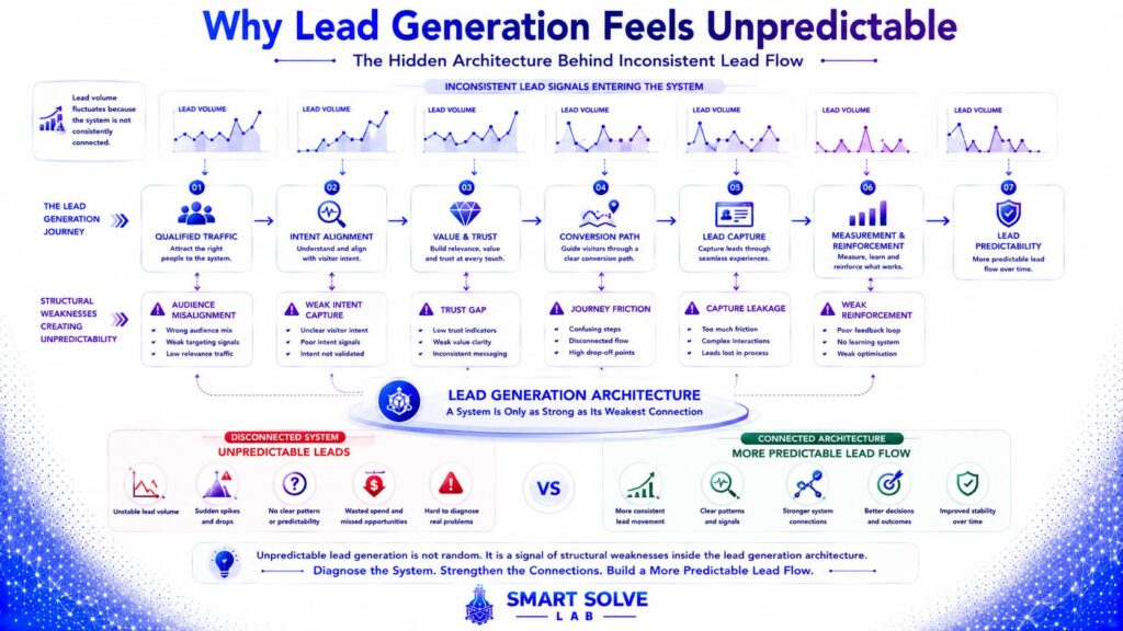 lead generation feels unpredictable system showing structural gaps between qualified traffic and lead capture.
