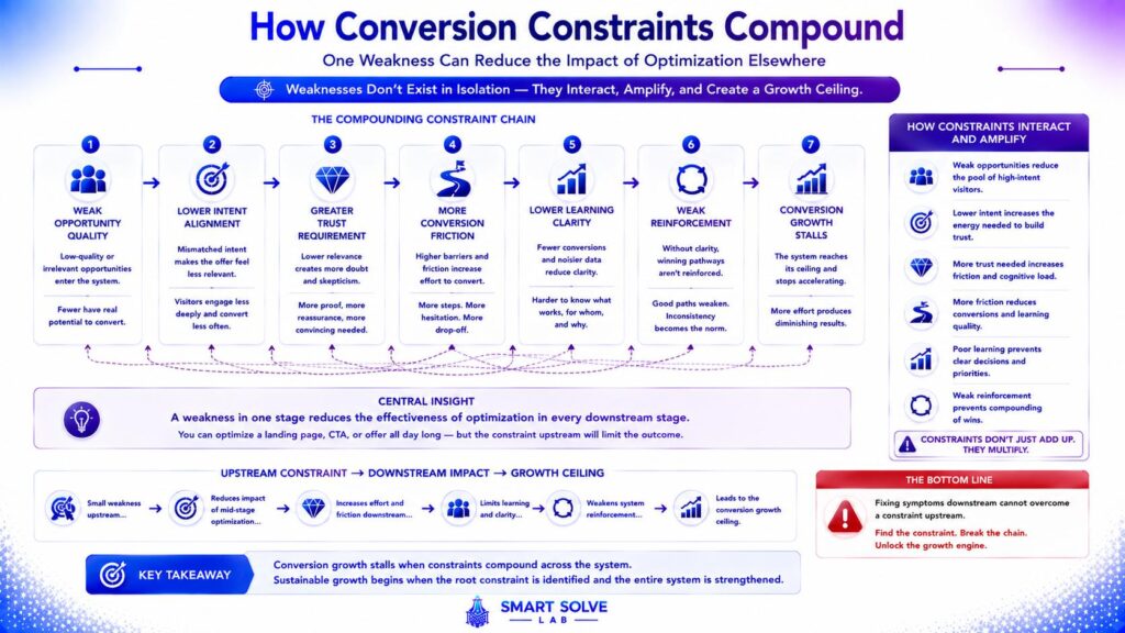 Conversion growth constraints compounding across the conversion system