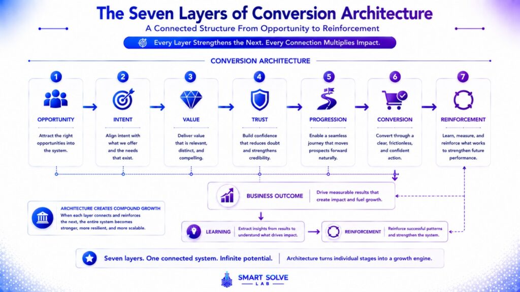 Seven layers of conversion architecture from opportunity to reinforcement