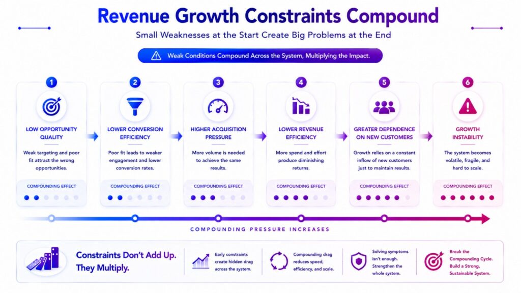 Revenue growth constraints compounding across the system