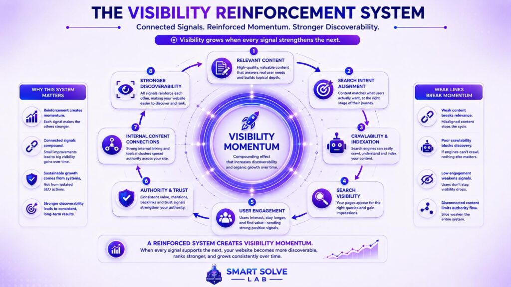 Visibility reinforcement signals that strengthen SEO discoverability
