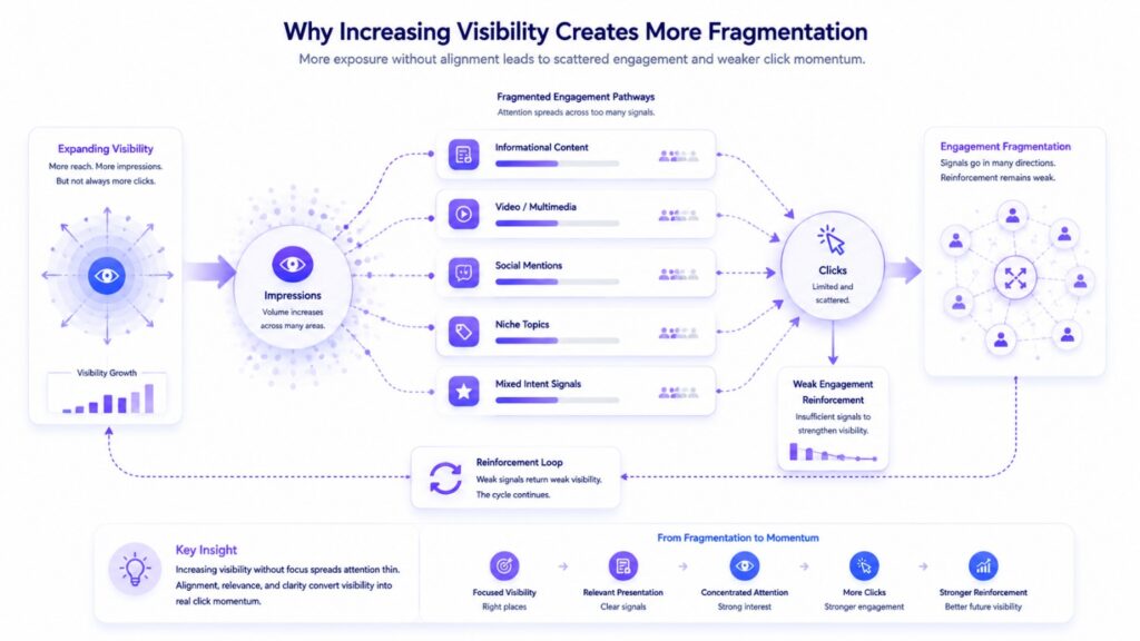Visibility fragmentation and reinforcement cycle