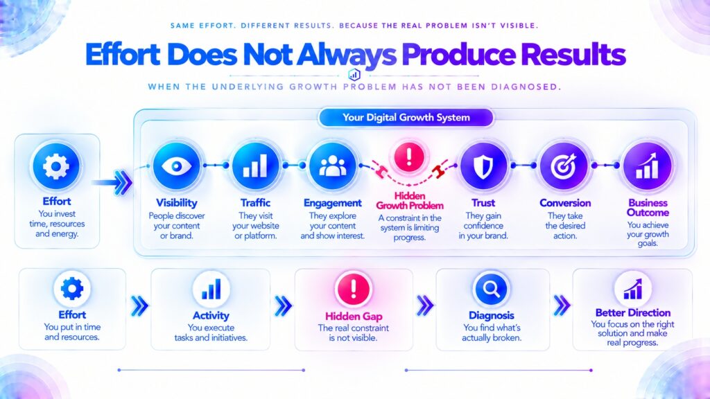 Digital growth diagnostic system showing why effort may not produce results