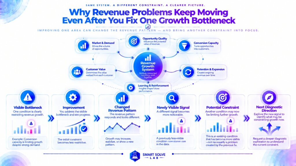 Revenue constraints shifting after one growth bottleneck is improved