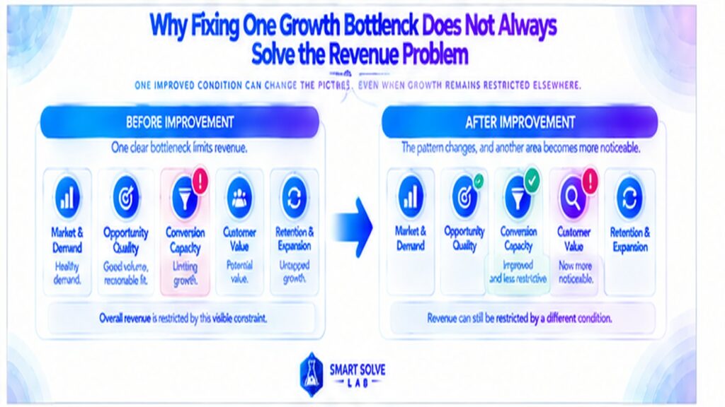 One improved revenue bottleneck while growth remains restricted elsewhere