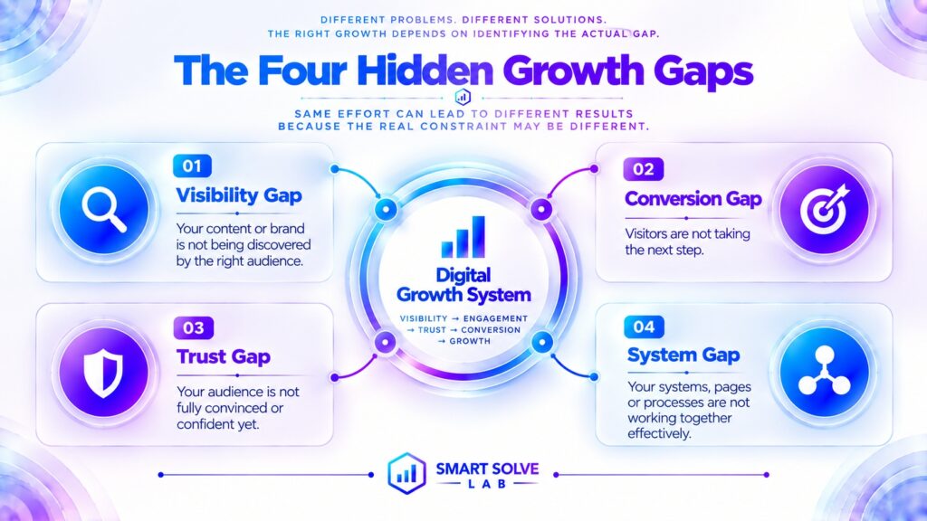 Four hidden digital growth gaps: visibility, conversion, trust, and system