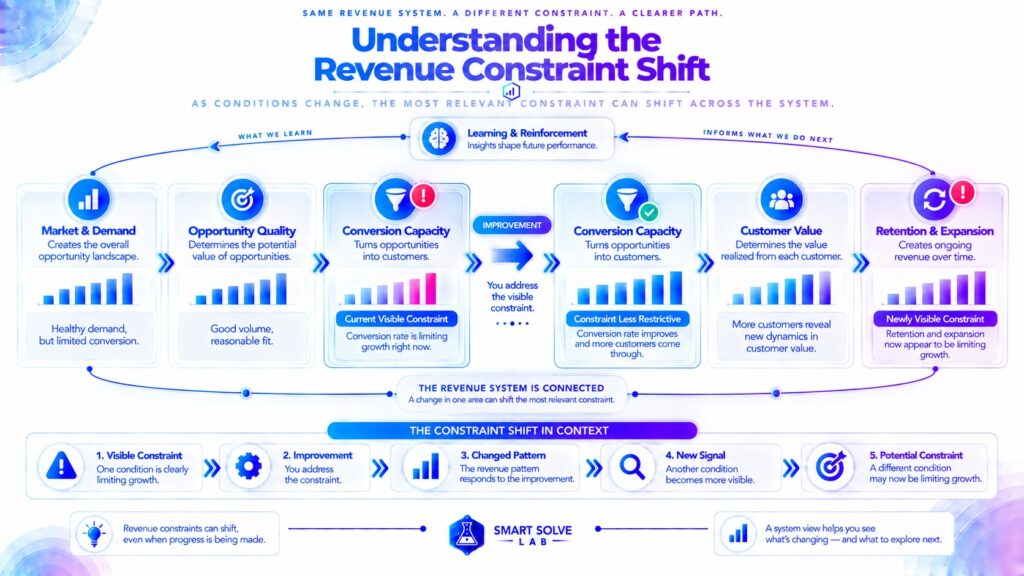 Revenue constraint shifting from one visible condition to another connected condition
