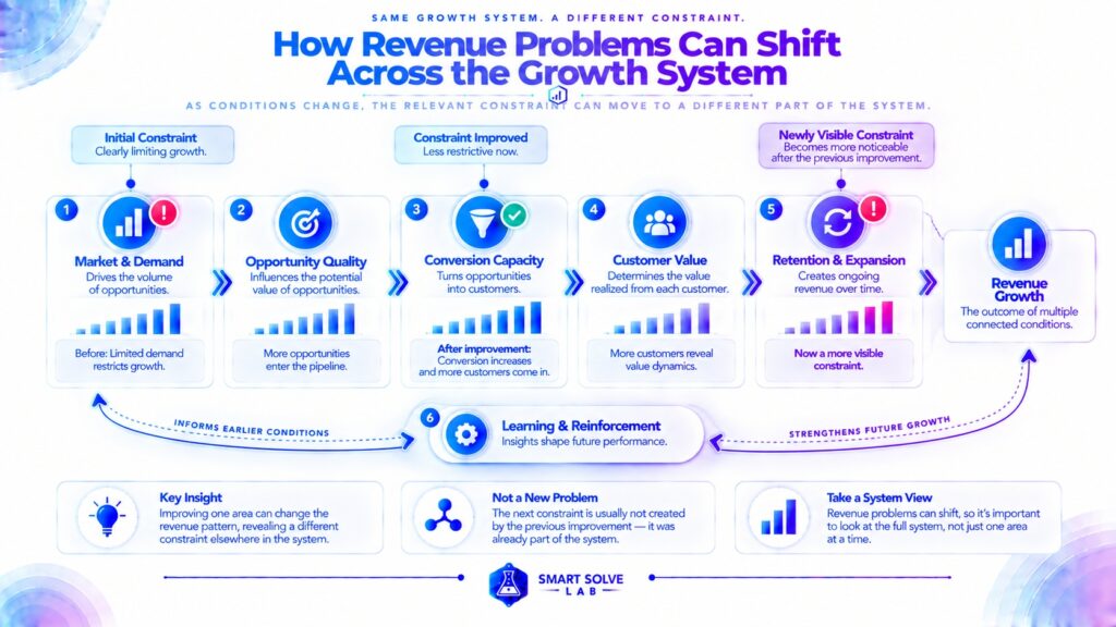 Revenue problem shifting across connected growth conditions