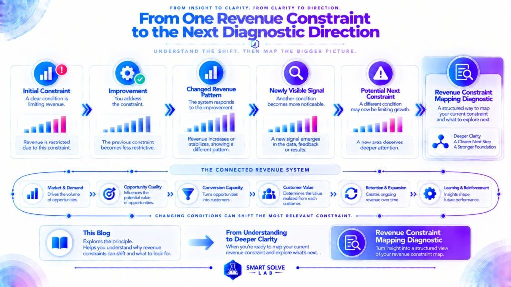 Diagnostic direction from an improved bottleneck to the next potential revenue constraint