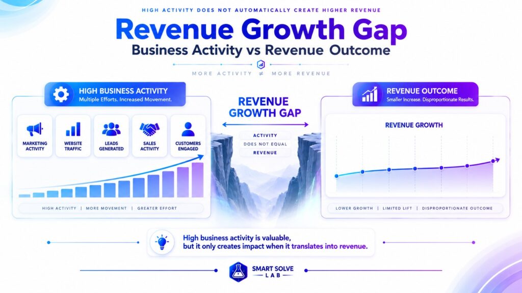 Revenue growth gap between high business activity and proportionate revenue growth