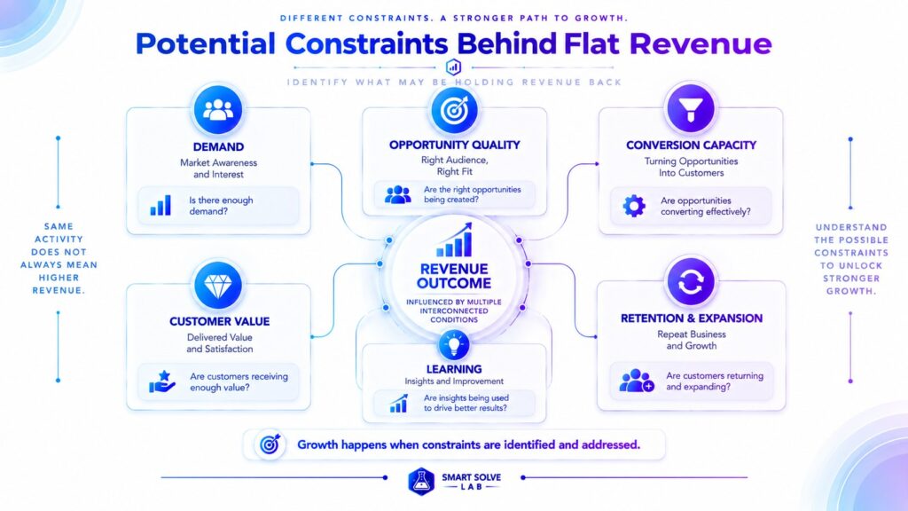 Revenue growth constraints across demand opportunity conversion customer value and retention